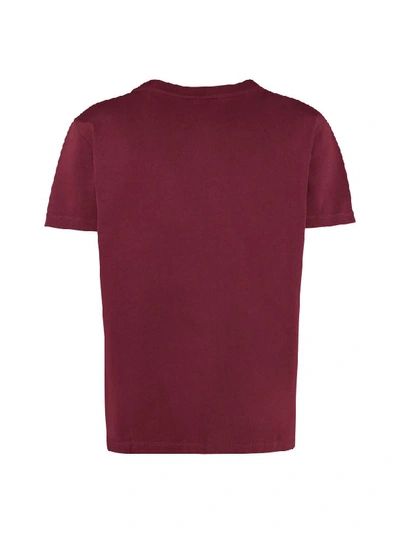 Shop Kenzo Logo Print Cotton T-shirt In Burgundy