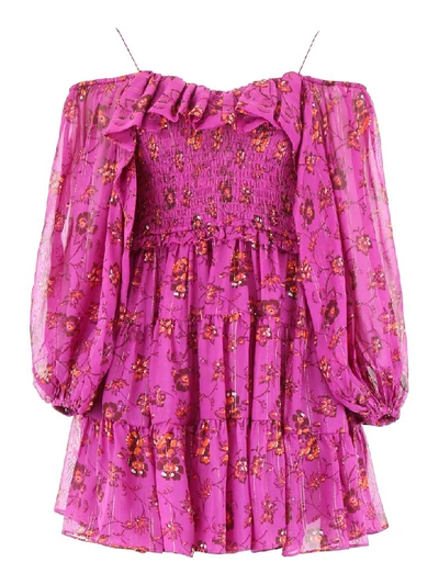 Shop Ulla Johnson Monet Mini Dress In Magenta (purple)
