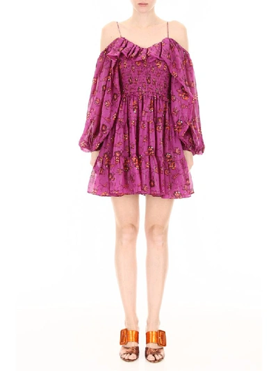 Shop Ulla Johnson Monet Mini Dress In Magenta (purple)
