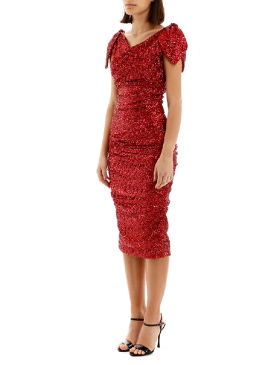 Shop Dolce & Gabbana Sequined Dress In Granata (red)