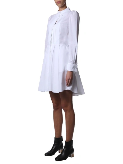 Shop Alexander Mcqueen Short Cotton Poplin Dress In Bianco