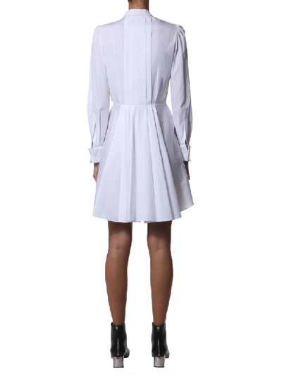 Shop Alexander Mcqueen Short Cotton Poplin Dress In Bianco