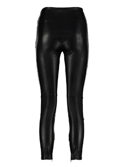 Shop Pinko Gabbione Leather-effect Leggings In Black