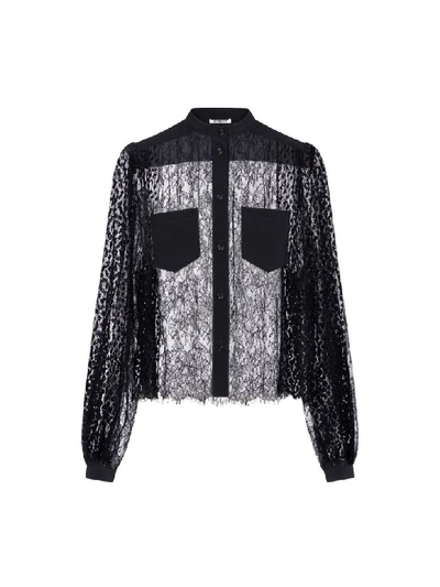 Shop Givenchy Viscose Patchwork Laces Blouse In Black