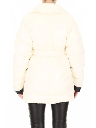 Shop Bacon Clothing Belted Puffer Jacket In Deep Beige (white)