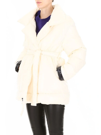 Shop Bacon Clothing Belted Puffer Jacket In Deep Beige (white)