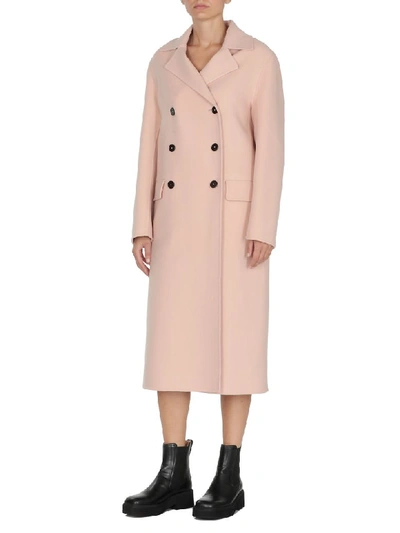 Shop Jil Sander Cashmere Double Breasted Coat In Dark Pink