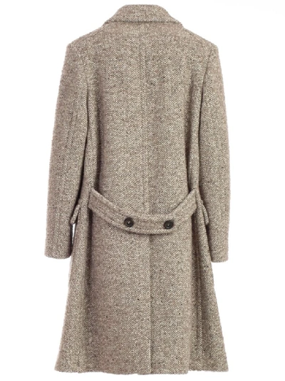 Shop Aspesi Coat Double Breasted Revers In Naturale
