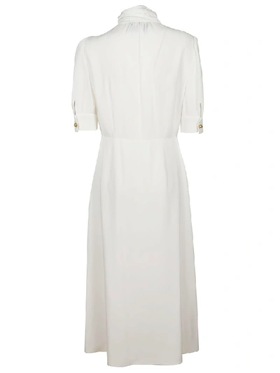 Shop Prada Bow Detail Long Dress In Ivory