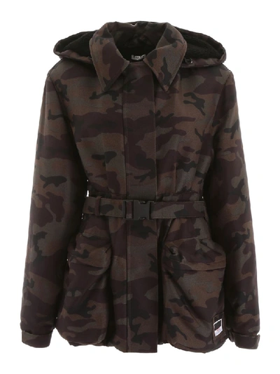 Shop Miu Miu Camouflage Parka In Mimetico (brown)