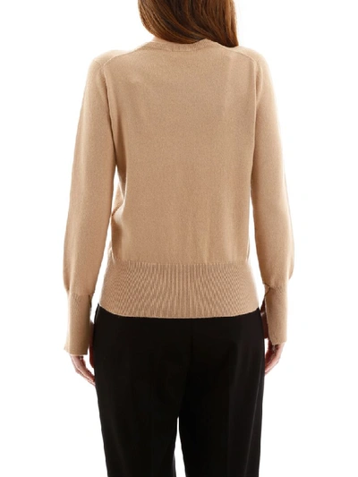 Shop Ferragamo Pullover With Logo Pin In Cammel Camel (beige)