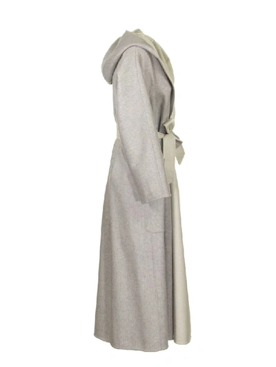 Shop Agnona Cashmere Reversible Coat In Grey/ivory