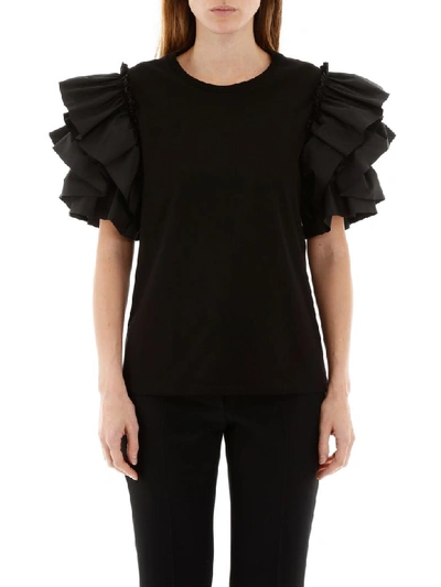 Shop Alexander Mcqueen Ruffled Top In Black (black)