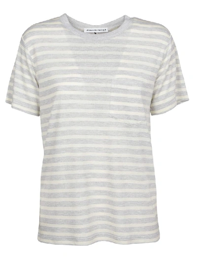 Shop Alexander Wang Striped T-shirt In H Grey/lime