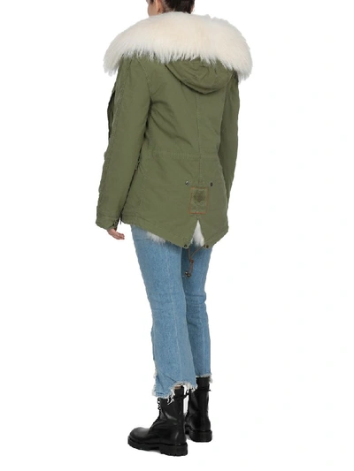 Shop Mr & Mrs Italy Fur Parka In White + Green
