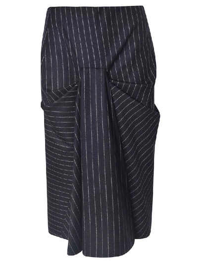 Shop Alexander Mcqueen Striped Skirt In Navy/new Ivory