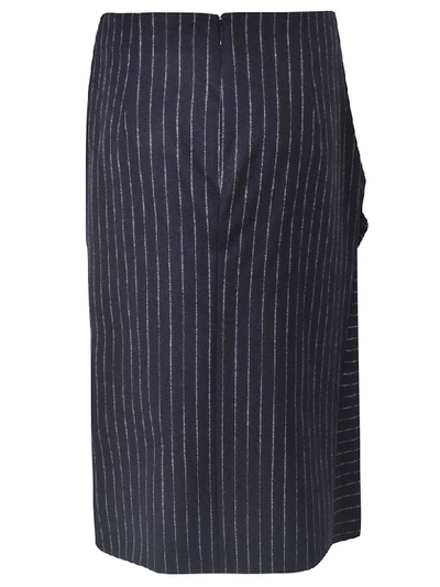 Shop Alexander Mcqueen Striped Skirt In Navy/new Ivory