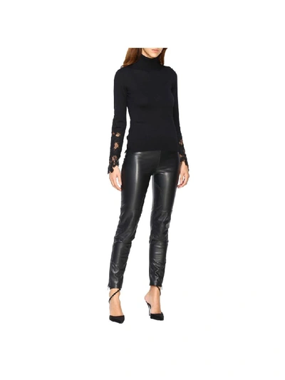 Shop Ermanno Scervino Sweater With Long Sleeves And Lace Inserts In Black