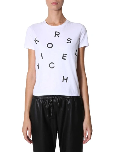 Shop Michael Michael Kors T-shirt With Logo Print In Bianco