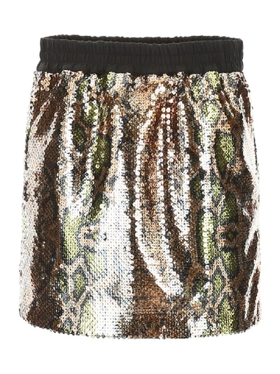 Shop N°21 Sequins Mini Skirt In Fantasia Lame (green)