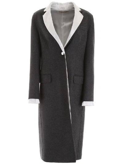 Shop Marni Double Wool Coat In Granite (grey)