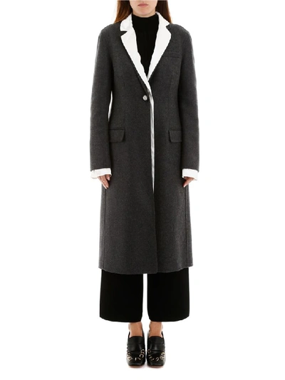 Shop Marni Double Wool Coat In Granite (grey)