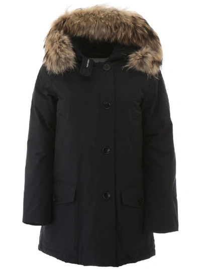 Shop Woolrich Arctic Parka With Murmasky Fur In Navy (blue)