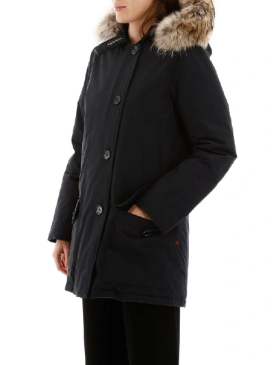 Shop Woolrich Arctic Parka With Murmasky Fur In Navy (blue)