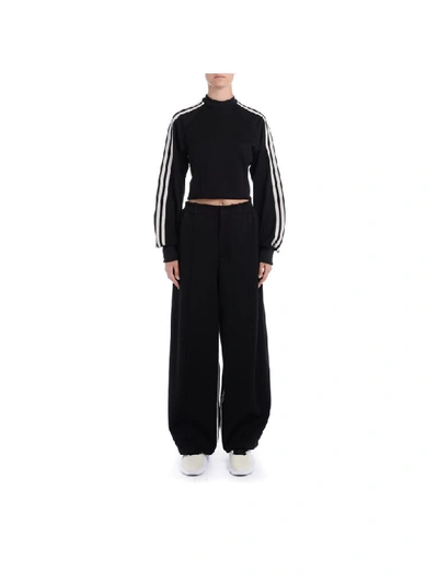 Shop Y-3 Pants In Black Palace With White Stripes Inside The Leg In Nero