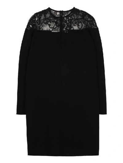 Shop Givenchy Lace Detail Knitted Dress In Black