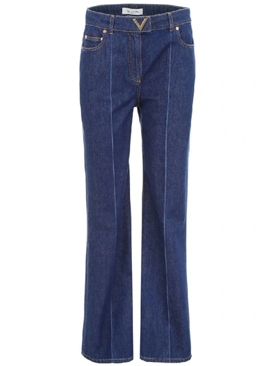 Shop Valentino V Gold Jeans In Denim Blue (blue)