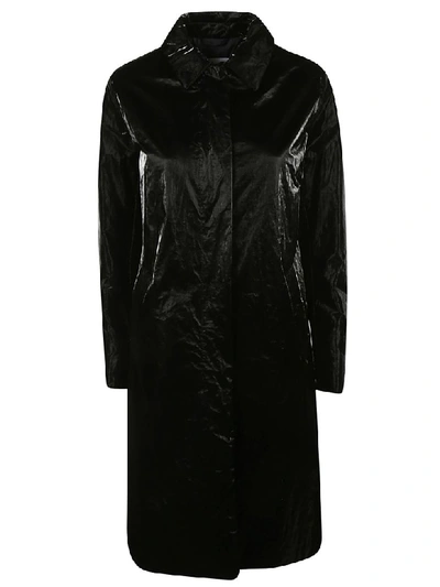 Shop Aspesi Glossy Long Coat In Black