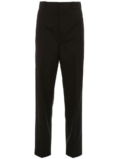 Shop Prada Palazzo Trousers With Logo Patch In Nero (black)