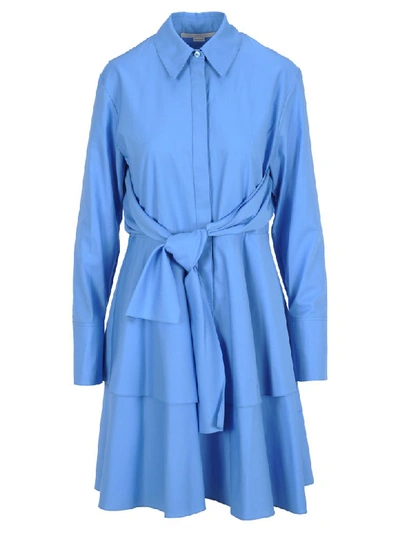 Shop Stella Mccartney Ruffle Shirt Dress In Light Blue