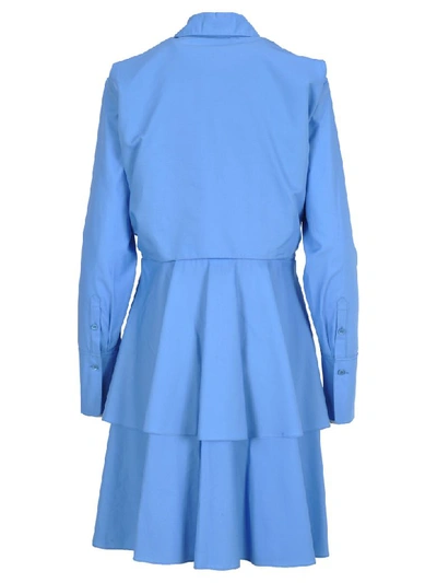 Shop Stella Mccartney Ruffle Shirt Dress In Light Blue