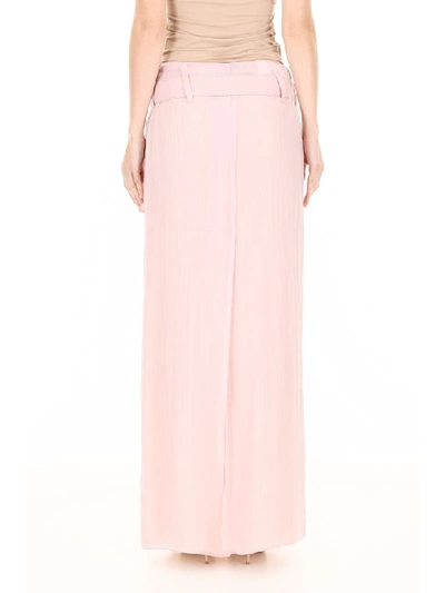 Shop Prada Long Crepon Skirt In Opaline (pink)