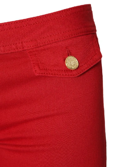 Shop Balmain Flare Trousers In Rosso