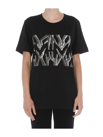 Shop Mm6 Maison Margiela Logo Hands T-shirt In Black