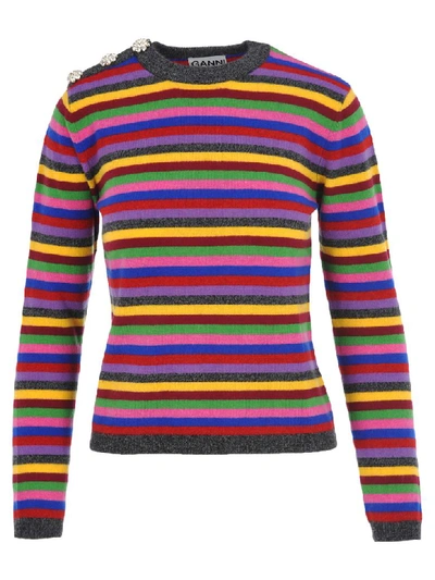 Shop Ganni Cashmere Knit Multicolor Pullover