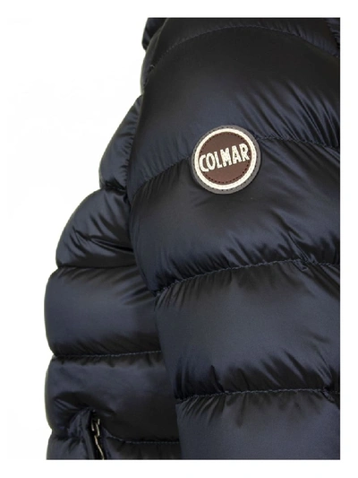 Shop Colmar Place Short Down Jacket With Hood In Blu