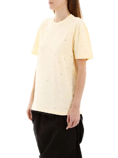 Shop Miu Miu T-shirt With Decorative Crystals In Polline (yellow)