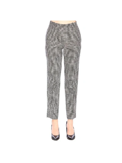 Shop Ermanno Scervino Slim Classic Trousers In Prince Of Wales Fabric In Black