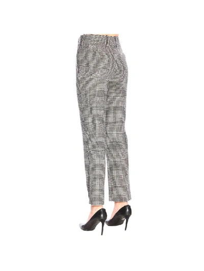 Shop Ermanno Scervino Slim Classic Trousers In Prince Of Wales Fabric In Black