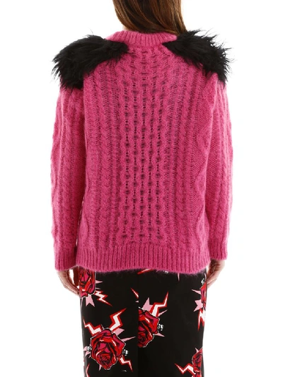 Shop Prada Pullover With Contrast Inserts In Fuxia Nero (fuchsia)