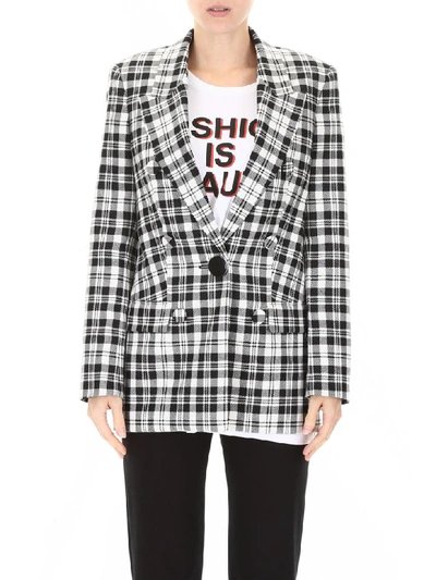 Shop Alexander Wang Single-breasted Blazer In Black White (white)