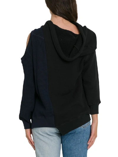 Shop Monse Split Cold-shoulder Draped Hoodie In Nero