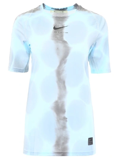 Shop Alyx Nike Logo T-shirt In Blue Camo (light Blue)