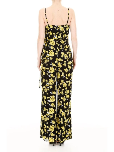 Shop Michael Michael Kors Floral-printed Jumpsuit In Blk Gldn Yllw (yellow)