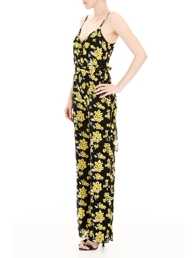 Shop Michael Michael Kors Floral-printed Jumpsuit In Blk Gldn Yllw (yellow)