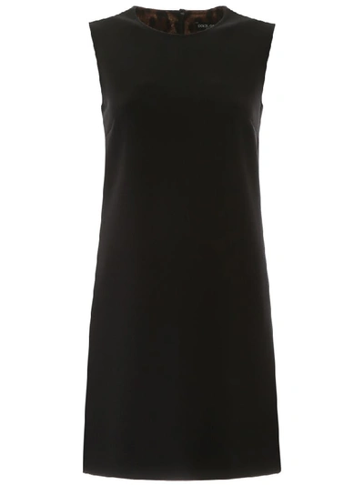 Shop Dolce & Gabbana Crepe Mini Dress In Nero (black)